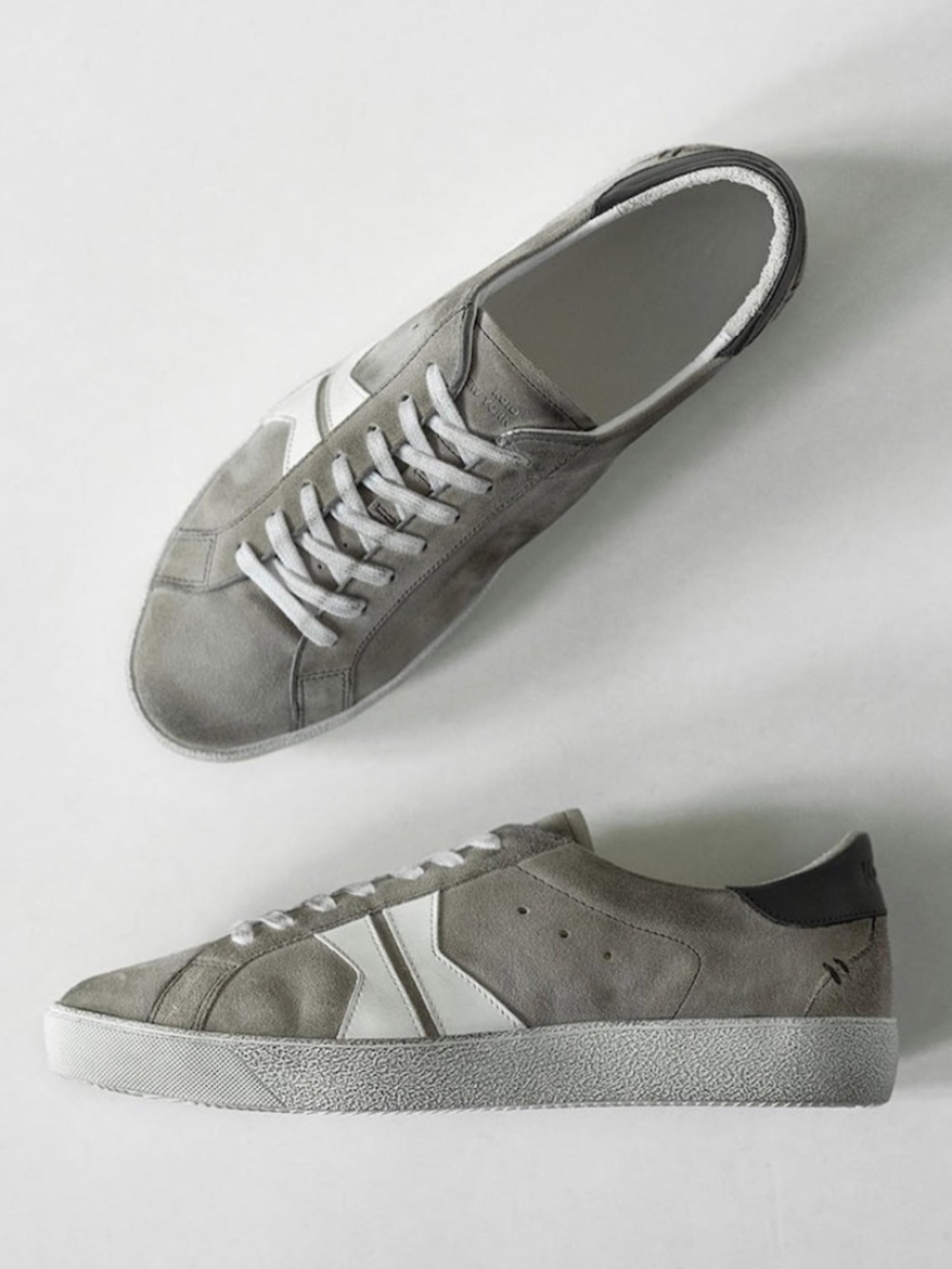 BRAND NEW Koio in Gray + White Suede Sneakers in Size 10